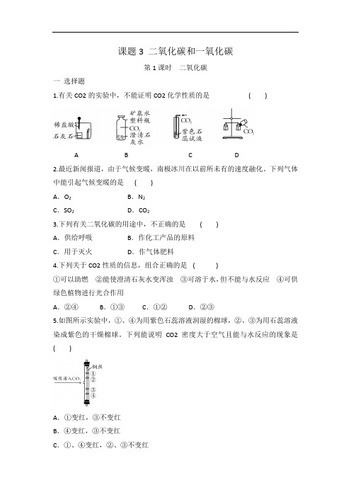 人教版九年级化学 第六单元 课题3 二氧化碳和一氧化碳  第1课时 二氧化碳  同步练习 有答案