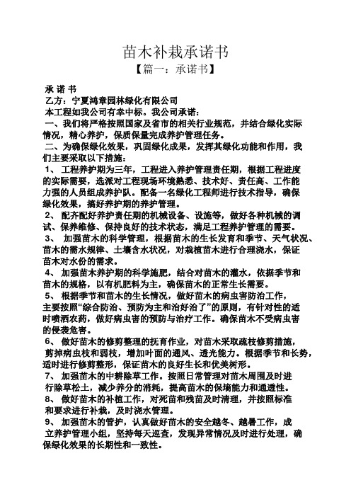 苗木补栽承诺书