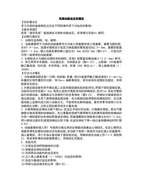 鸟类动脉血压的测定