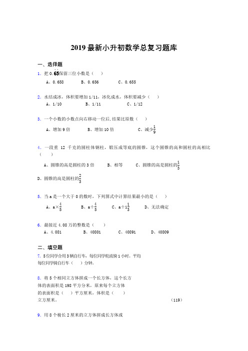 2019最新小升初数学总复习题库ekv