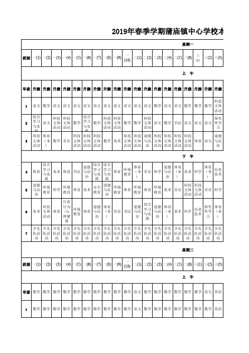 2019年春课程总表(环境教育)