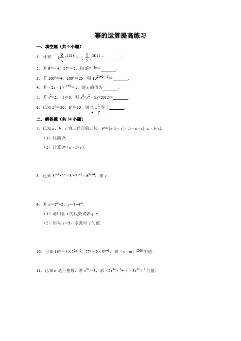 北师大版七年级上幂的运算提高练习(含答案)