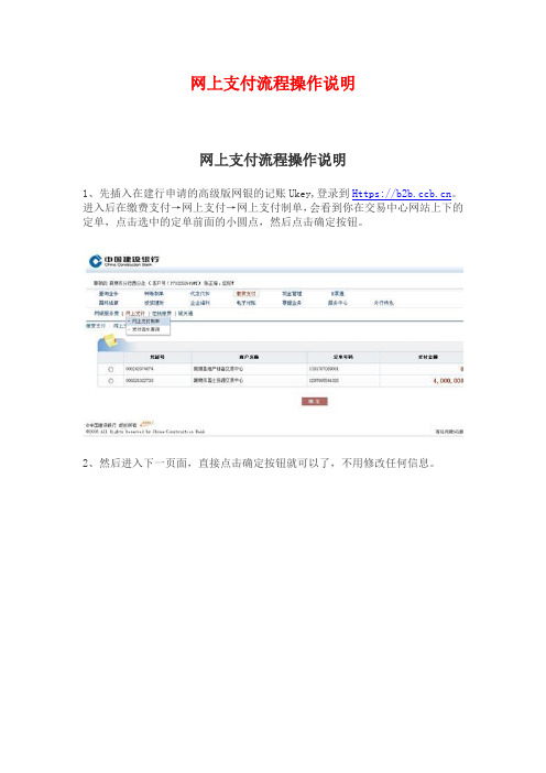 网上支付流程操作说明