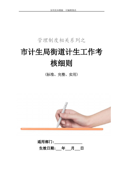 市计生局街道计生工作考核细则范本