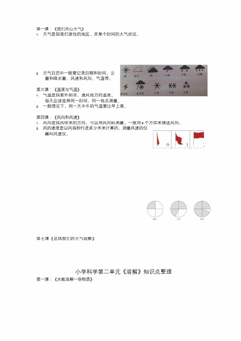 小学四年级科学上册知识点整理
