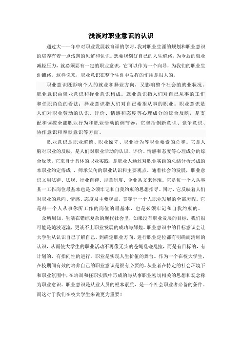 对职业意识的认识