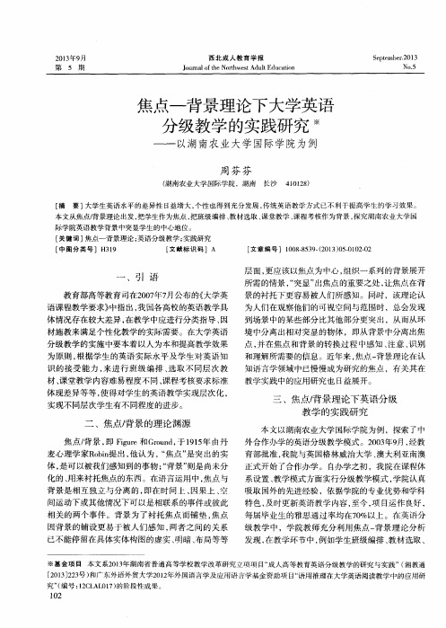 焦点一背景理论下大学英语分级教学的实践研究——以湖南农业大学国际学院为例