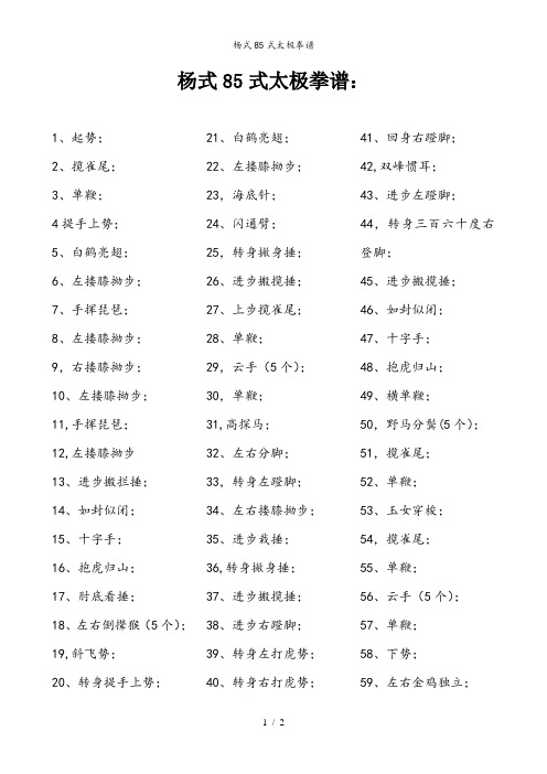 杨式85式太极拳谱