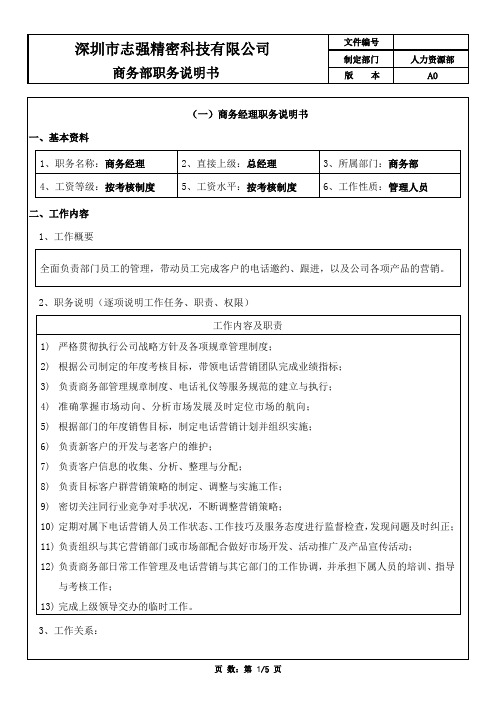 商务部岗位职责