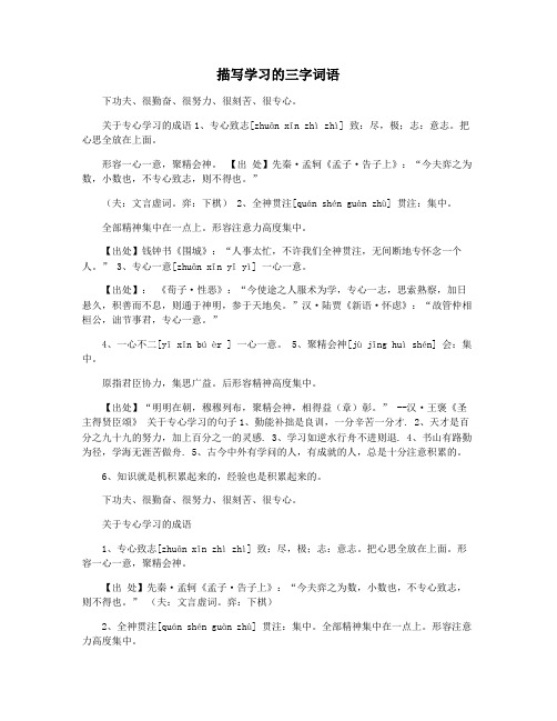描写学习的三字词语