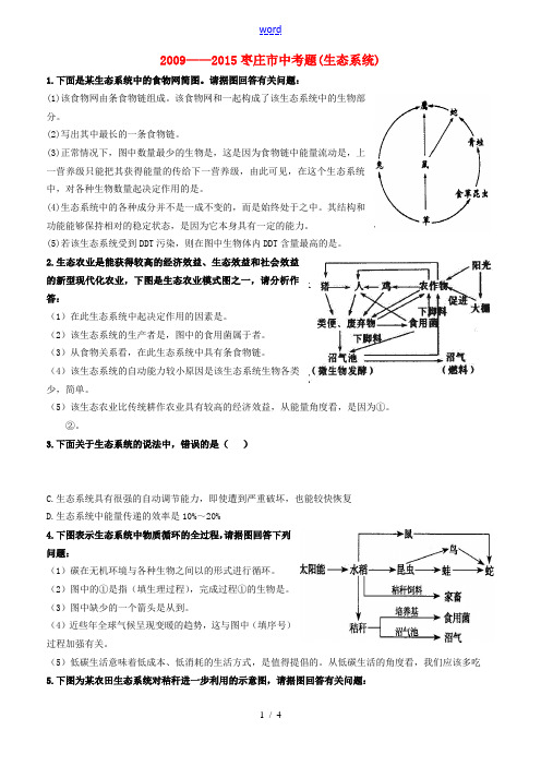 山东省枣庄市-中考生物 生态系统-人教版初中九年级全册生物试题