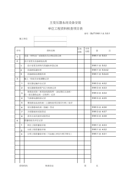 质量控制资料表格模板