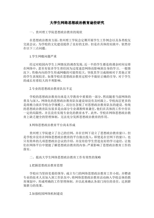 大学生网络思想政治教育途径研究