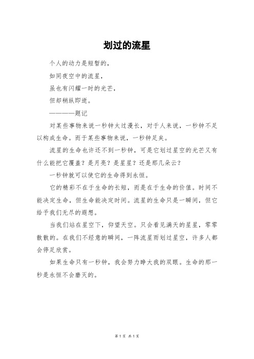划过的流星_三年级作文
