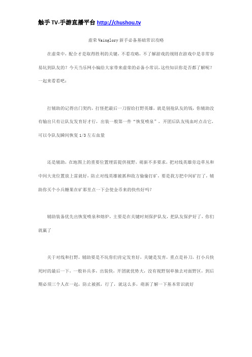虚荣Vainglory新手必备基础常识攻略