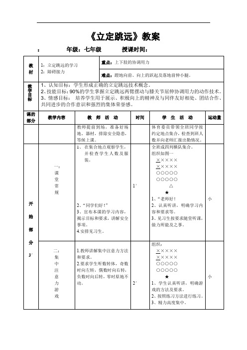 初中体育_立定跳远教学设计学情分析教材分析课后反思