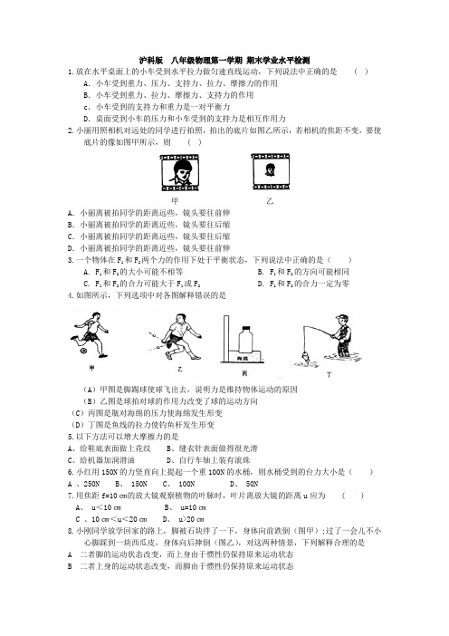 沪科版  八年级物理第一学期 期末学业水平检测