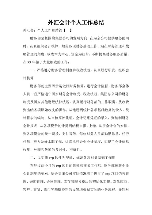  外汇会计个人工作总结