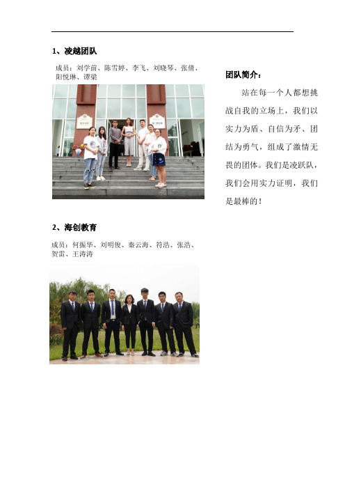 创业大赛参赛团队简介
