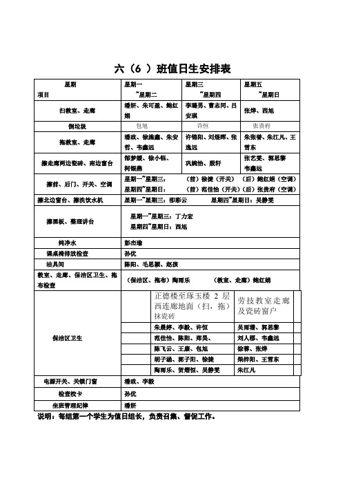 六年级值日生表1[1] - 副本