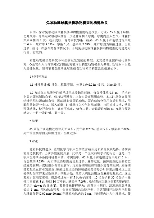 兔颈动脉球囊损伤动物模型的构建改良
