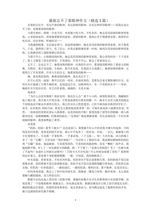 最新忘不了那眼神作文