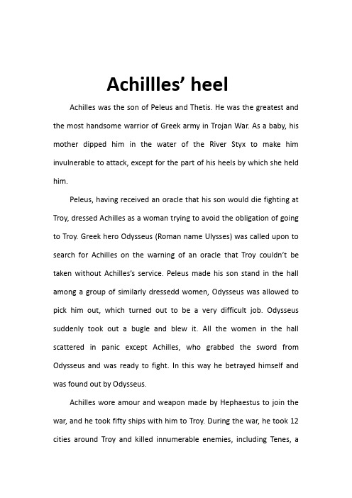 Achillles's heel 阿基利斯之踵