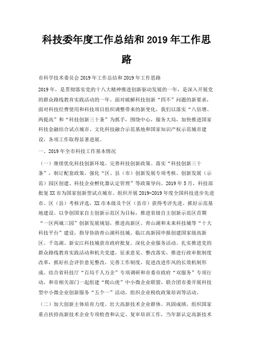 最新-科技委年度工作总结和2019年工作思路 精品