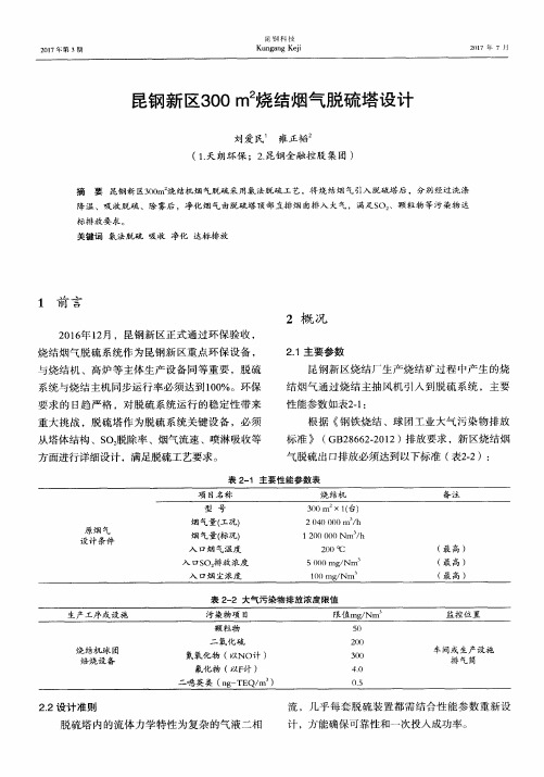 昆钢新区300m2烧结烟气脱硫塔设计