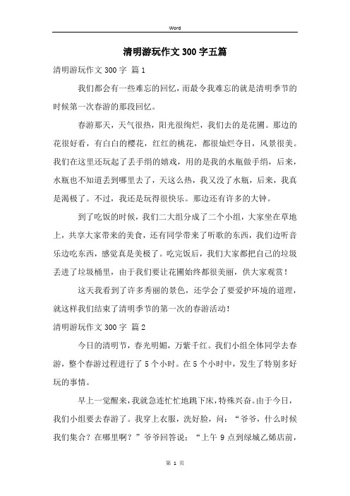 清明游玩作文300字五篇