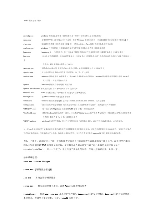 WIN7基本进程(转)