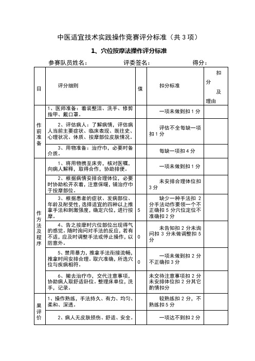 中医适宜技术操作评分标准