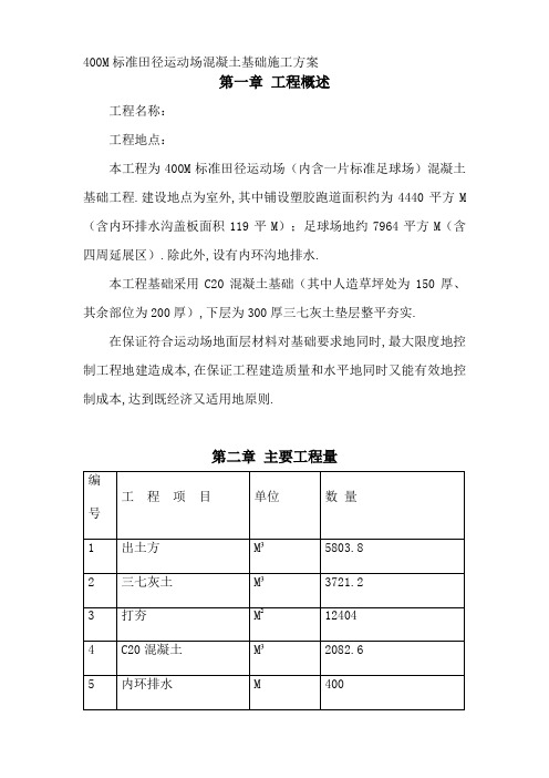 标准田径运动场混凝土基础施工技术方案