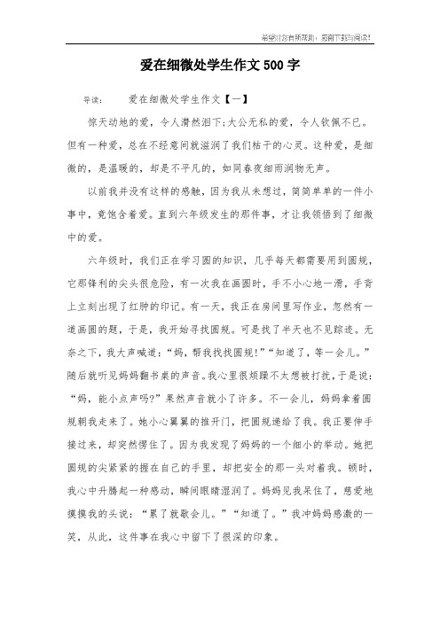 爱在细微处学生作文500字