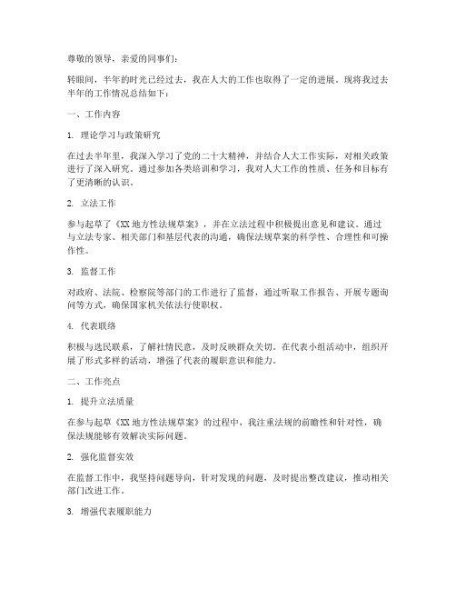 人大半年工作总结个人