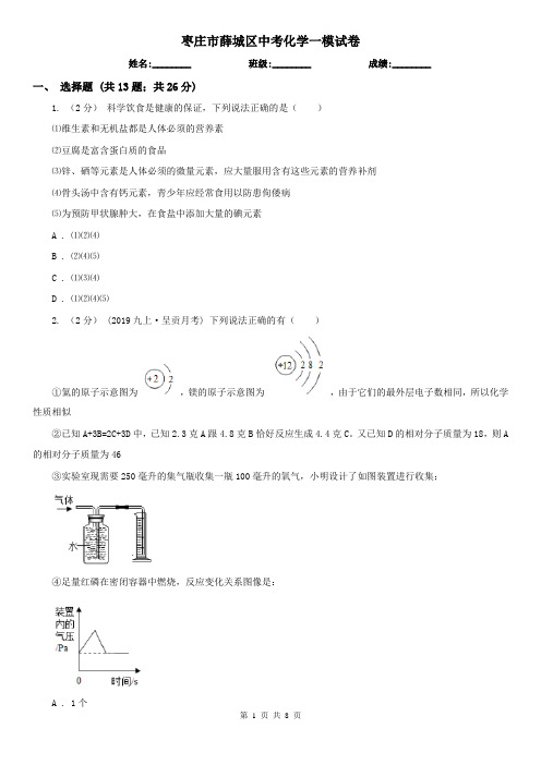 枣庄市薛城区中考化学一模试卷