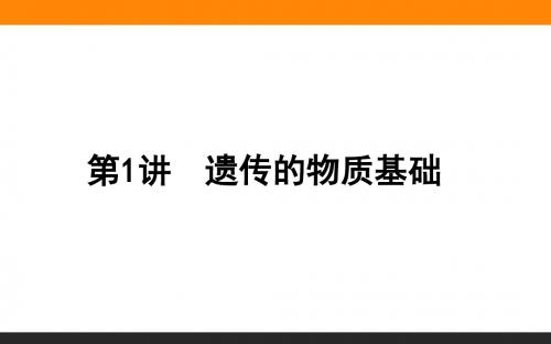 《师说》2016高考生物二轮专题复习课件：专题四 遗传、变异和进化 第1讲 遗传的物质基础