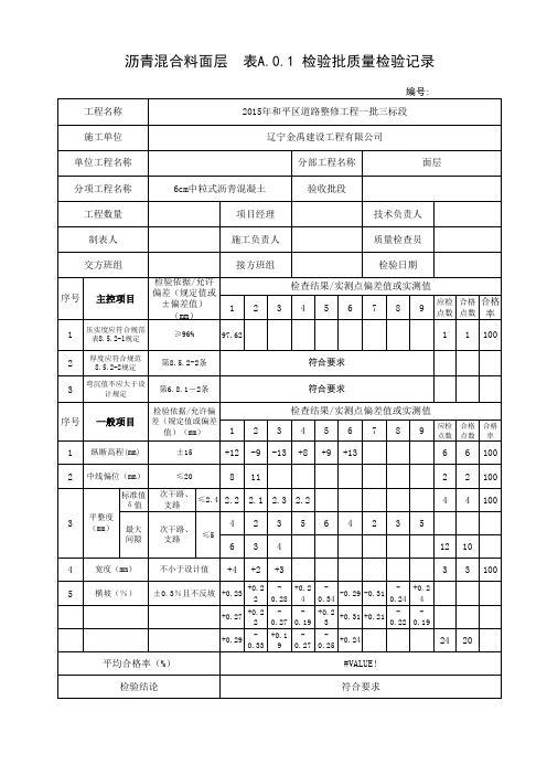 沥青混凝土面层检验批