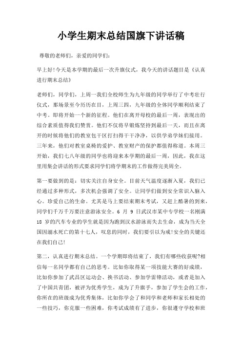 小学生期末总结国旗下讲话稿三篇