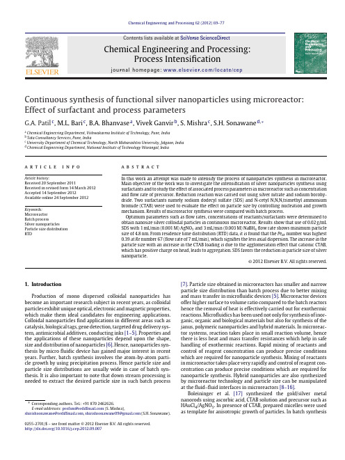 Continuous synthesis of functional silver nanoparticles using microreactor  Effect of surfactant