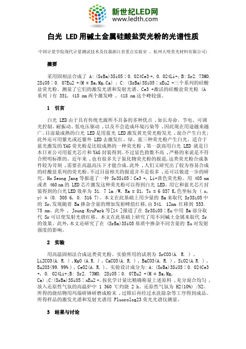 白光 LED用碱土金属硅酸盐荧光粉的光谱性质