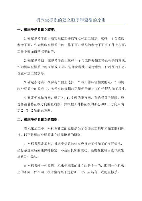 机床坐标系的建立顺序和遵循的原则