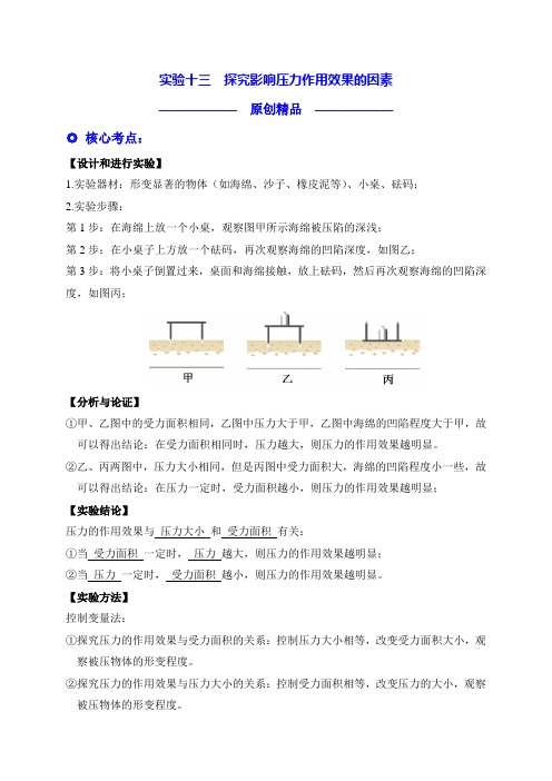 实验13  探究影响压力作用效果的因素