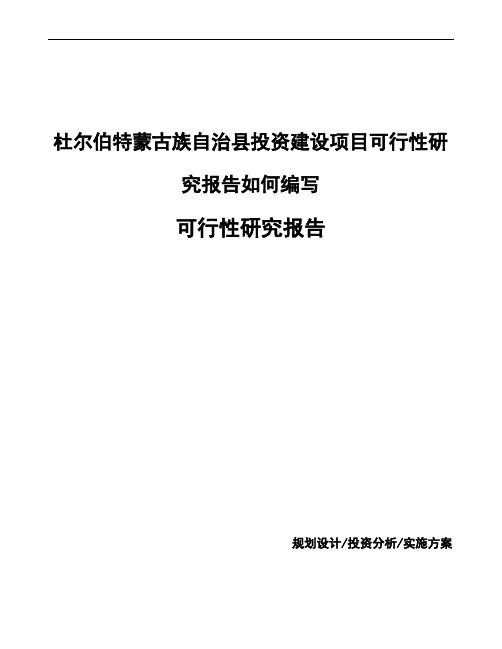 杜尔伯特蒙古族自治县项目可行性研究报告(项目申请模板)