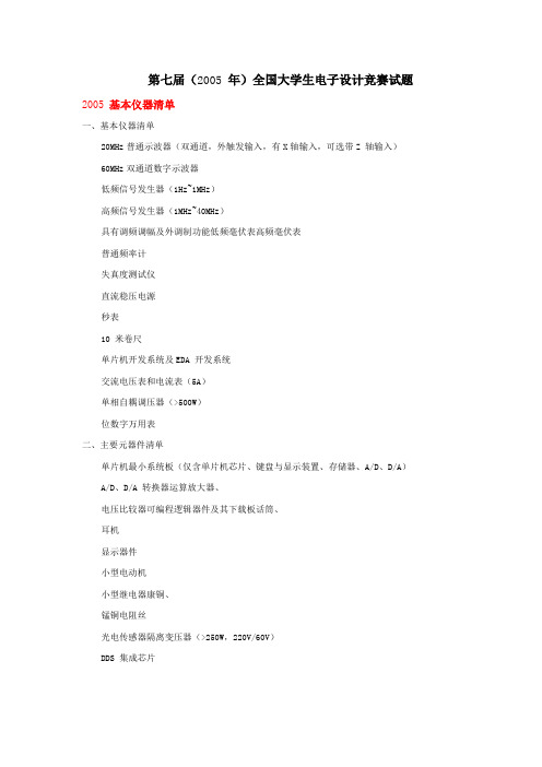 第七届(2005 年)全国大学生电子设计竞赛试题