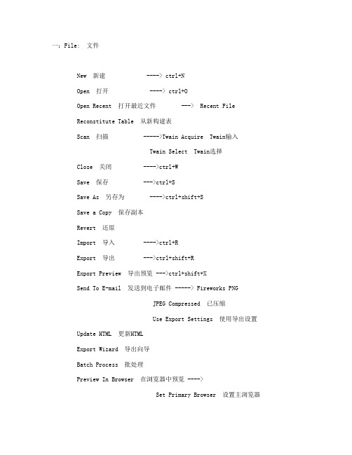 Adobe Fireworks CS4菜单英文翻译