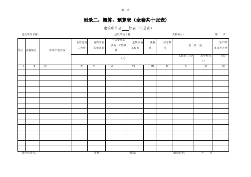 概预算表格全套(空)