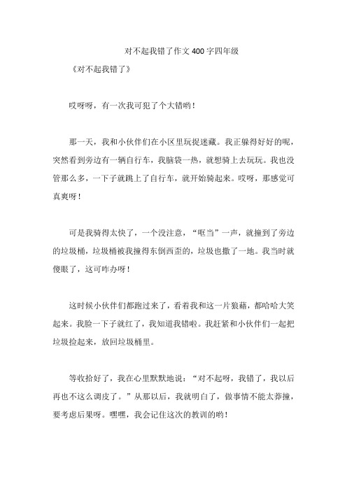 对不起我错了作文400字四年级