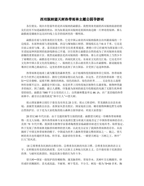 西双版纳望天树热带雨林主题公园导游词