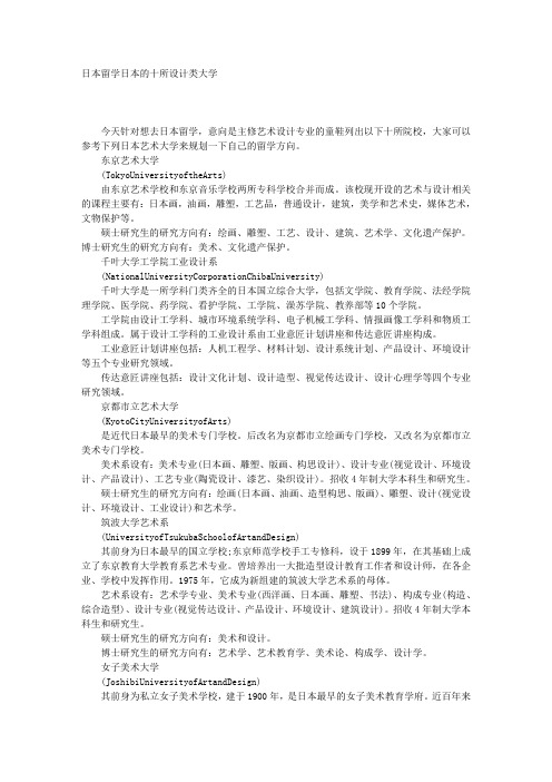 日本留学日本的十所设计类大学